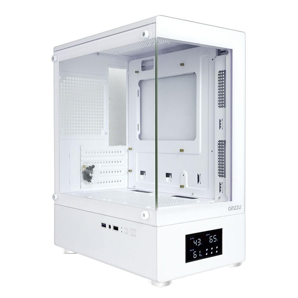 Корпус Ginzzu RX450D mATX жк. дисплей (Белый)