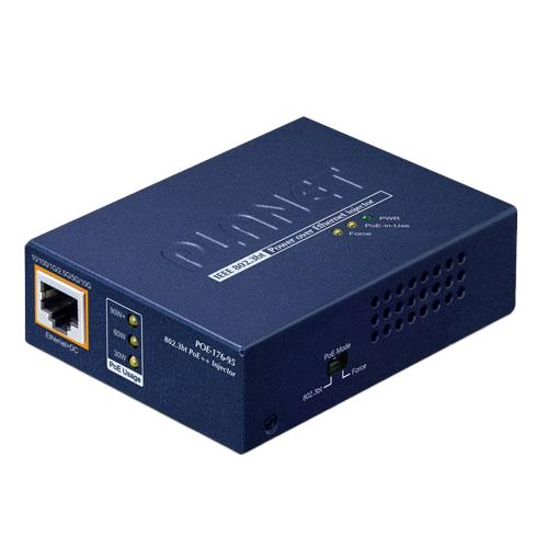 Инжектор/ PLANET POE-176-95 Single-Port 10Gbps 802.3bt PoE++ Injector (95 Watts, 802.3bt Type-4, PoH, force mode support, PoE Usage LED, 10/100/1G/2.5G/5G/10Gbps Data rate) -w/external 54V 130W AC power adapter included