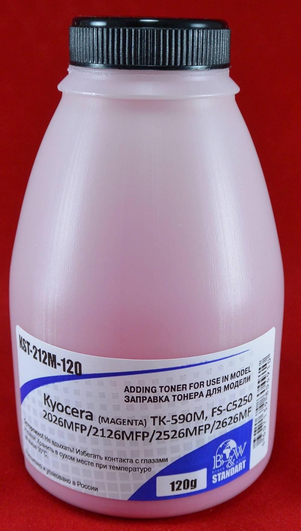Тонер для Kyocera TK-590M, FS-C5250/2026MFP/2126MFP/2526MFP Magenta(фл. 120г) 5K B&W Standart Tomoegawa фас.Россия, KST-212M-120