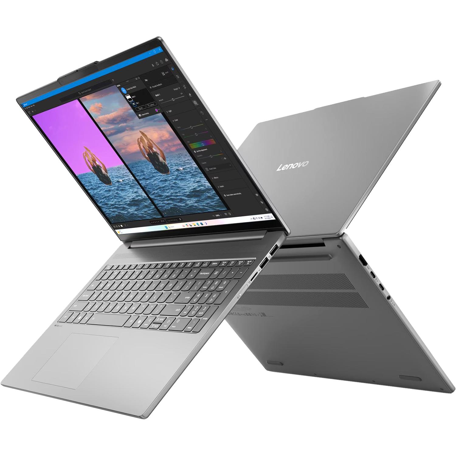 Ноутбук/ Lenovo IdeaPad Slim 5 16AHP10 16"(2880x1800 OLED)/AMD Ryzen 7 8845HS(3.8Ghz)/16384Mb/512PCISSDGb/noDVD/Int:AMD Radeon 780M/Cam/BT/WiFi/80WHr/war 1y/1.76kg/luna grey/noOS + 100W, RU kbd, 83HW000CRK
