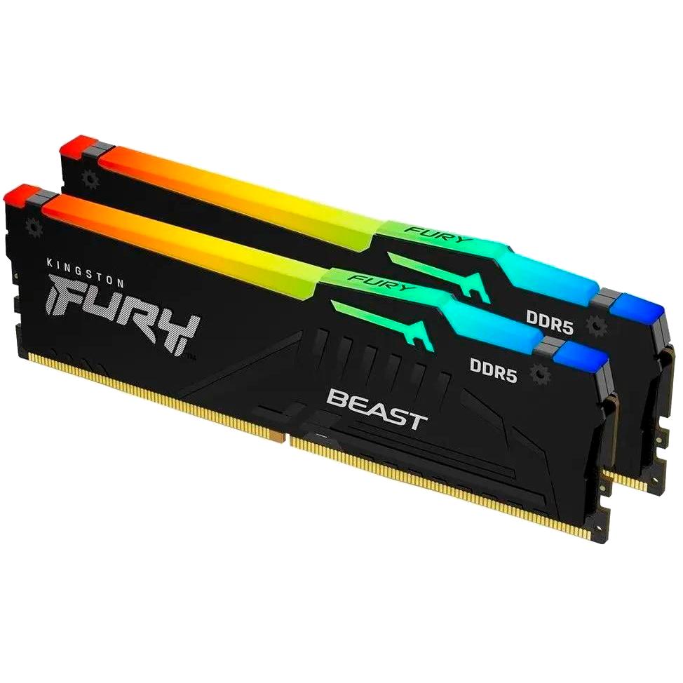 Память оперативная/ Kingston 32GB 5600MT/s DDR5 CL40 DIMM (Kit of 2) FURY Beast RGB XMP, KF556C40BBAK2-32