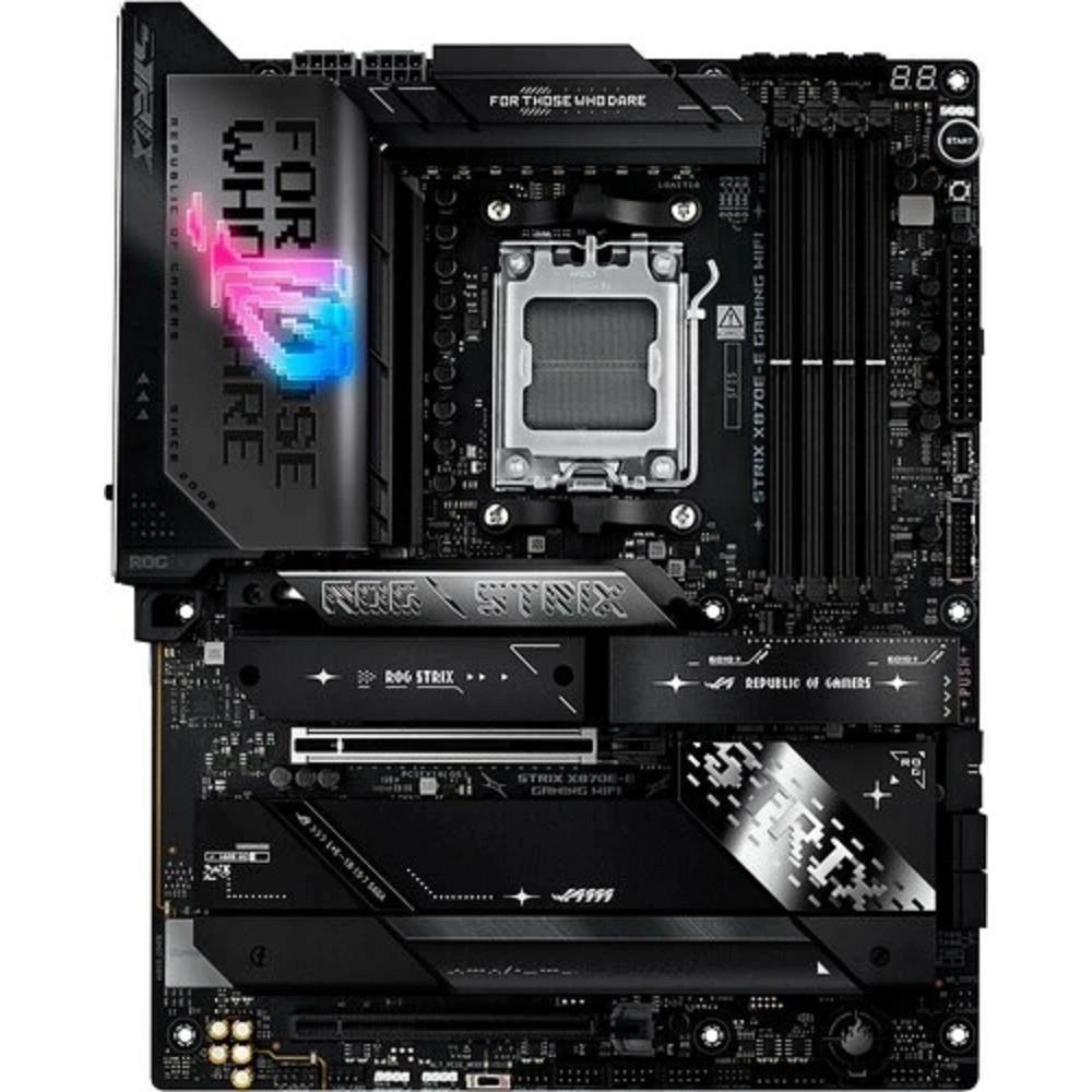 ASUS ROG STRIX X870E-E GAMING WIFI (Socket AM5, ATX, 4xDDR5(192GB), HDMI, 1xPCIe 5.0x16/1xPCIe 4.0x16, 1xLAN (5GbE), Wi-Fi 7, BT 5.4, 4xSATA 6Gb/s, 5xM.2, 2xType-C, 9xUSB 3.2)
