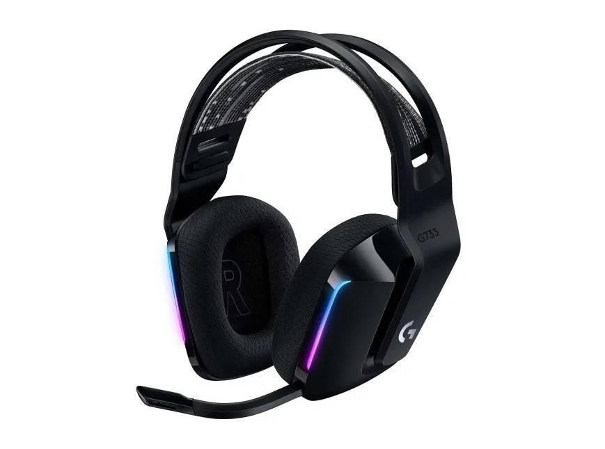 Logitech Гарнитура игровая G733 Lightspeed, для компьютера и игровых консолей, RGB, накладные, радио, черный., 981-000864