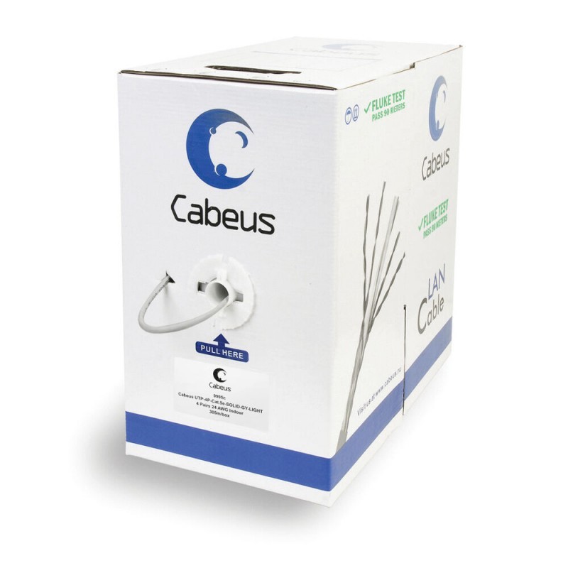 Cabeus UTP-4P-Cat.5e-SOLID-LSZH-GY-LIGHT Кабель витая пара UTP (U/UTP), категория 5e, 4 пары 0,47мм (24 AWG), одножильный, LSZH, нг(А)-HF, серый, (305 м)   