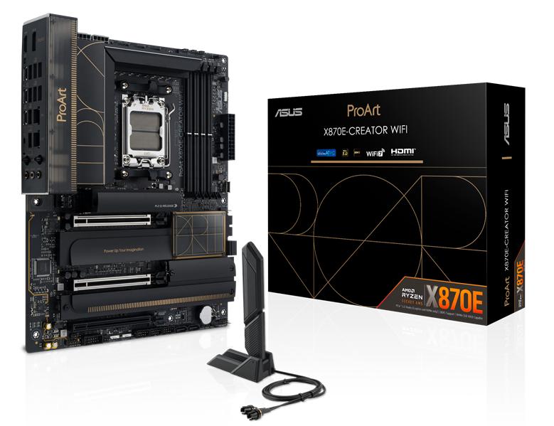Материнская плата ASUS PROART X870E-CREATOR WIFI, AM5, X870, 4*DDR5, 4*SATA, 4*M.2, 7*USB 3.2, 1*USB 2.0, 2*USB4, Type-C, 3*PCIx16, HDMI, ATX; 90MB1IG0-M0EAY0