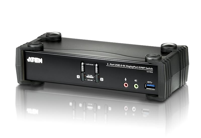 КВМ переключатель ATEN 2-Port USB 3.0 4K DisplayPort KVMP™ Switch (Cables included), CS1922-AT-G