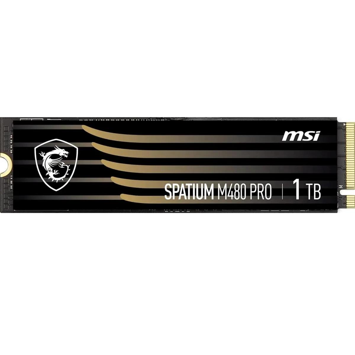 MSI SSD SPATIUM M480 Pro, 1000GB, M.2(22x80mm), NVMe, PCIe 4.0 x4, 3D TLC, R/W 7400/6000, IOPs 750 000/1 000 000, DRAM buffer 1024MB, TBW 700, DWPD 0.38 (5 лет), S78-440L1G0-P83