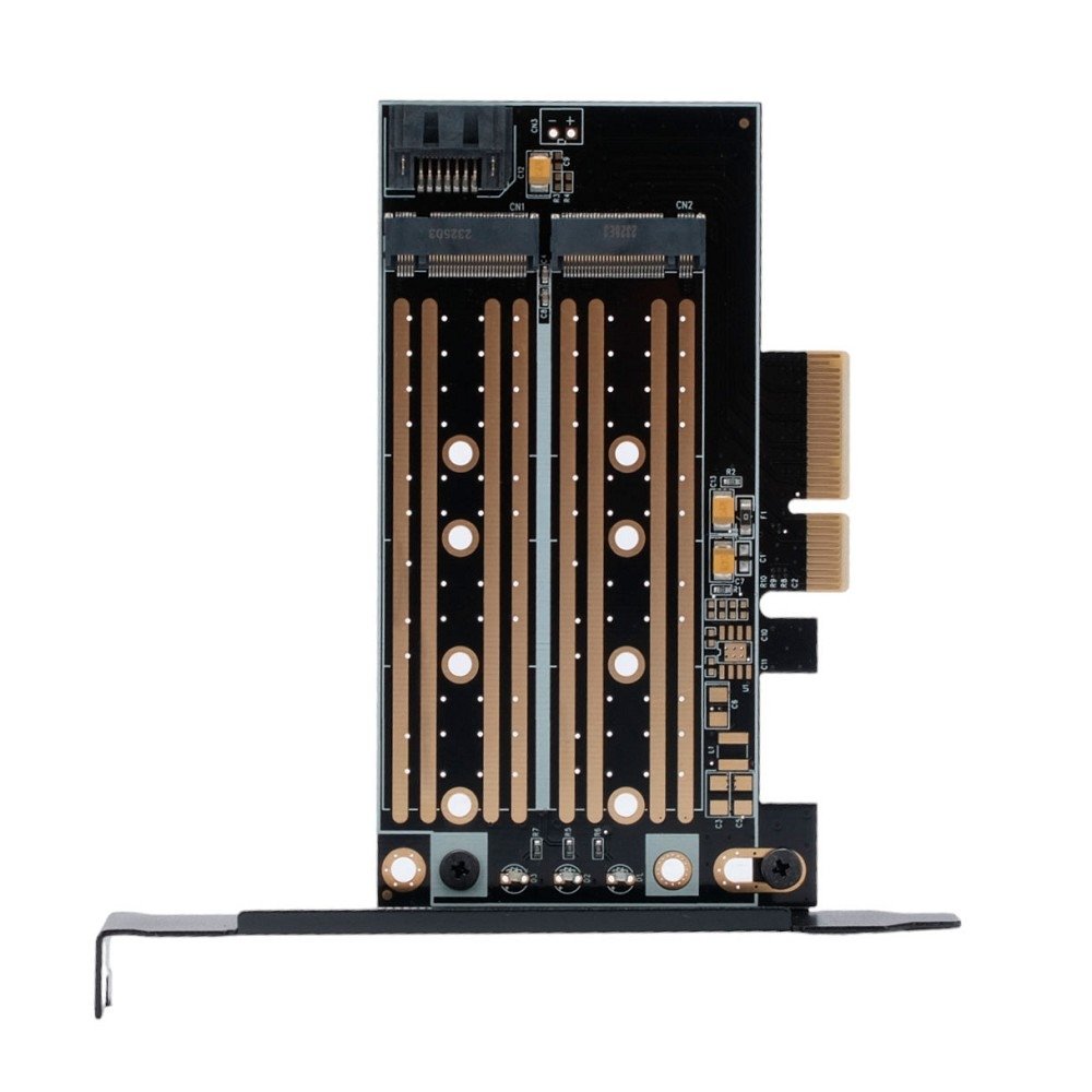 Gembird Адаптер для двух SSD M.2 (NVMe+SATA) в разъем PCI-e, коробка (MF-PCIE-NVME-SATA)