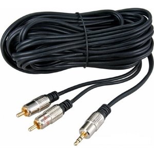 Rexant (17-4225) Шнур Стерео 3,5мм - 2 RCA, 5м, Gold-металл