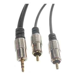 Rexant (17-4225) Шнур Стерео 3,5мм - 2 RCA, 5м, Gold-металл