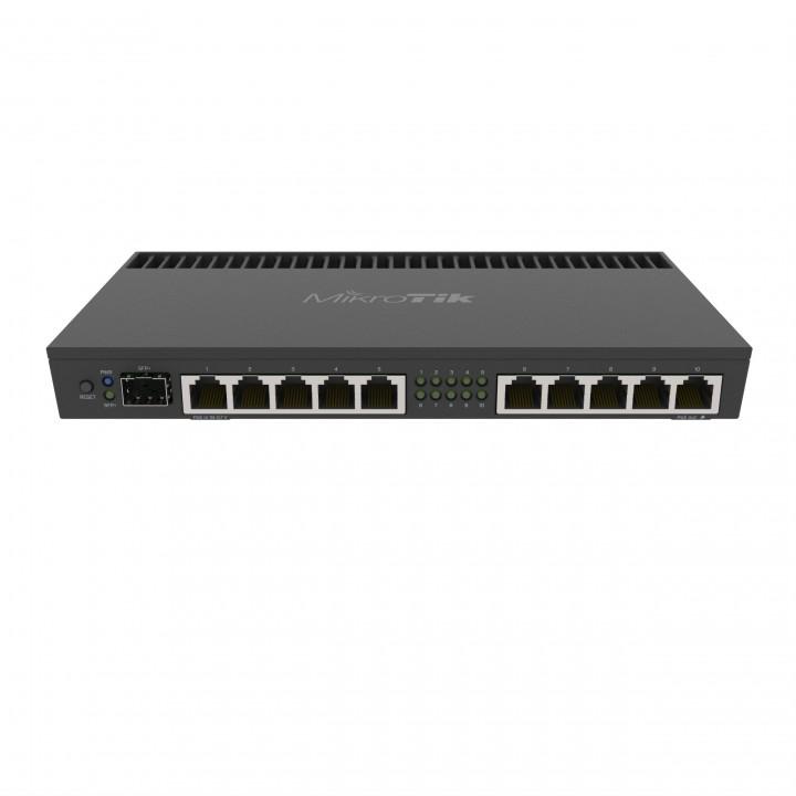 Маршрутизатор/ RB4011iGS+RM Powerful 10xGigabit port router with a Quad-core 1.4Ghz CPU, 1GB RAM, SFP+ 10Gbps cage and desktop case with rack ears