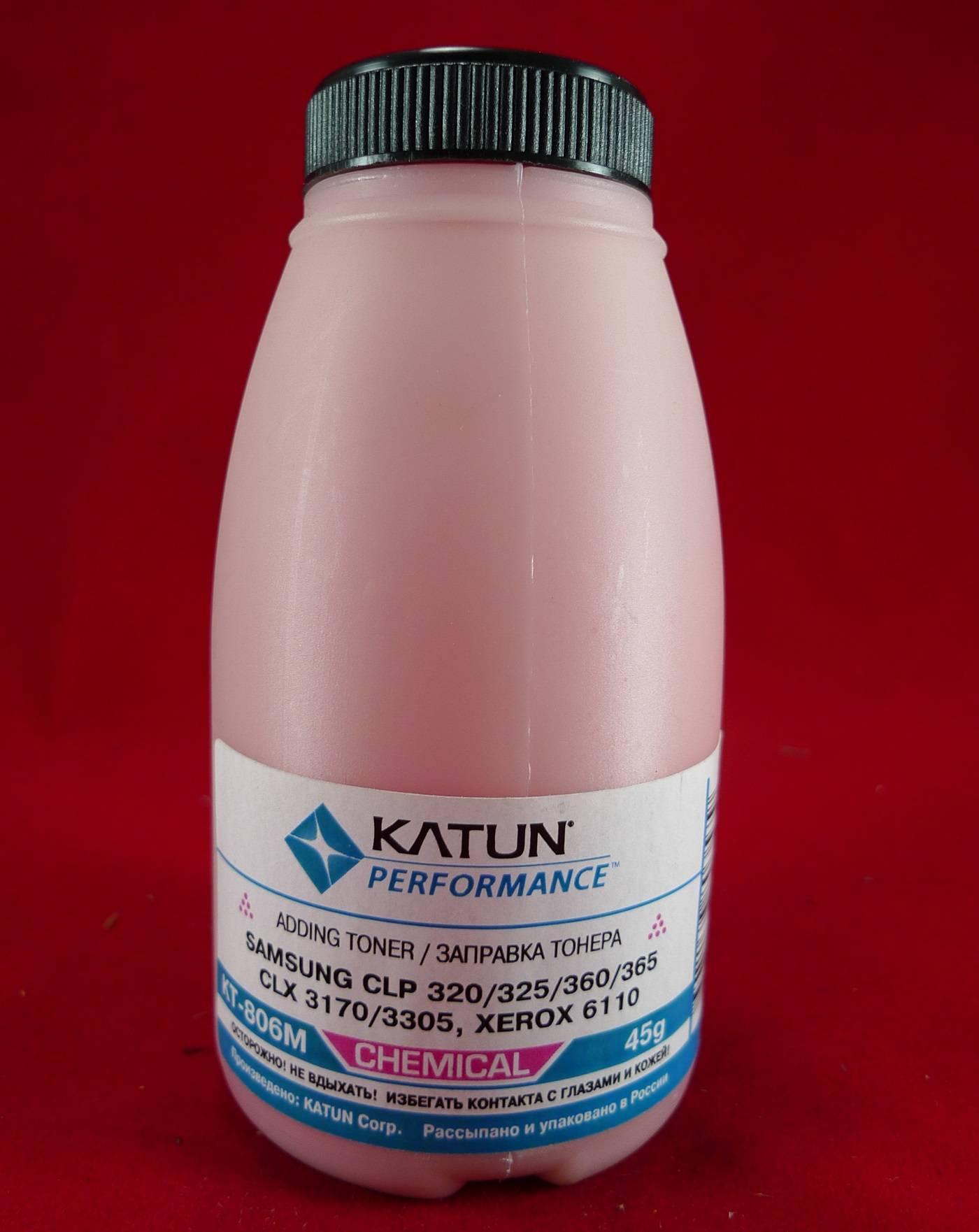 Тонер SAMSUNG CLP 320/325/360/365, CLX 3170/3305, Xerox 6110 Magenta, химический (фл. 45г) Katun фас.Россия, KT-806M