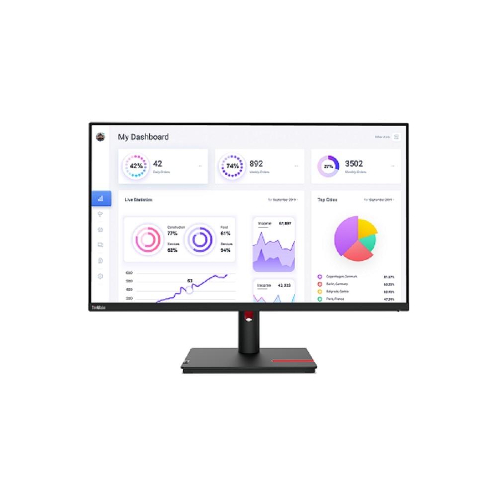 LCD Lenovo 31.5" T32p-30 Black/Red {IPS 3840x2160 60Hz 4ms 350cd HDMI DisplayPort 4xUSB USB-C(90W) RJ45 HAS Pivot VESA}, 63D2GAR1WW