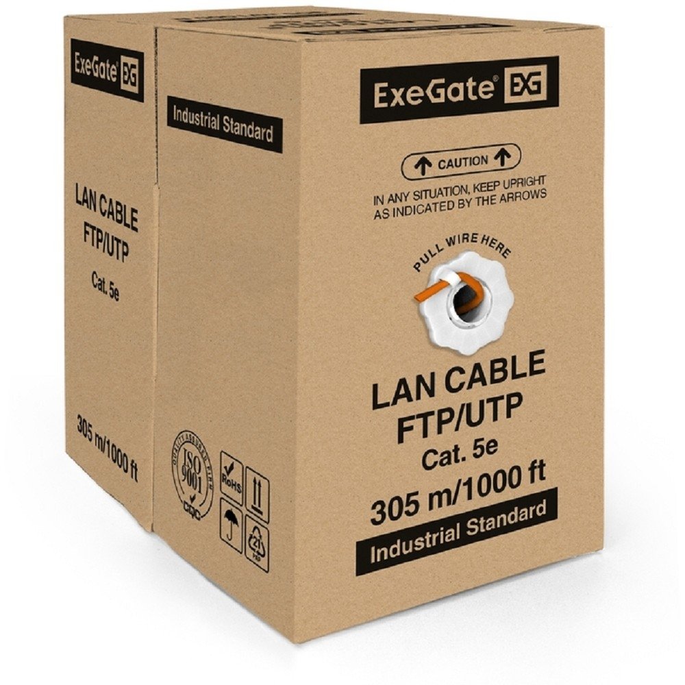 Exegate EX281820RUS Кабель Exegate  UTP4-C5e-CU-S24-IN-LSZH-OR-305 UTP 4 пары кат.5e медь, 24AWG, LSZH, бухта 305м, оранжевый
