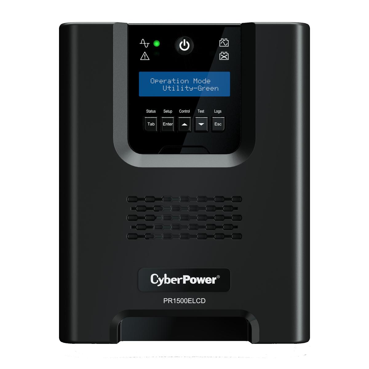 ИБП CyberPower PR1500ELCD, Line-Interactive, 1500VA/1350W, 8 IEC-320 С13 розеток, USB&Serial, SNMPslot, LCD дисплей, Black, 0.5х0.3х0.35м., 28.3кг./ UPS Line-Interactive CyberPower PR1500ELCD 1500VA/1350W USB/RS-232/EPO/SNMPslot (8 IEC С13)