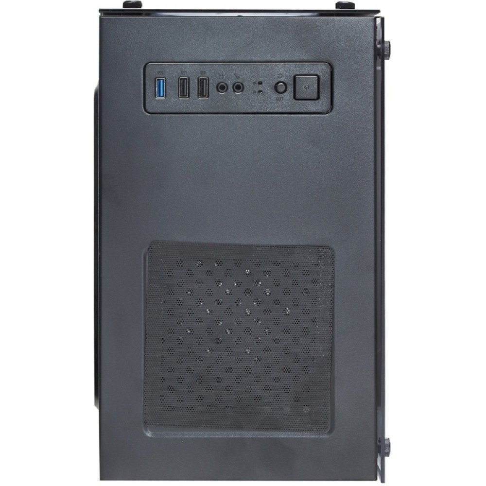 ExegateEX294382RUS Корпус Minitower ExeGate Mistery X2 (mATX, без БП, 2*USB+1*USB3.0, аудио, черный, 4 вент. 12см с RGB подсветкой, боковая панель - закаленное стекло)