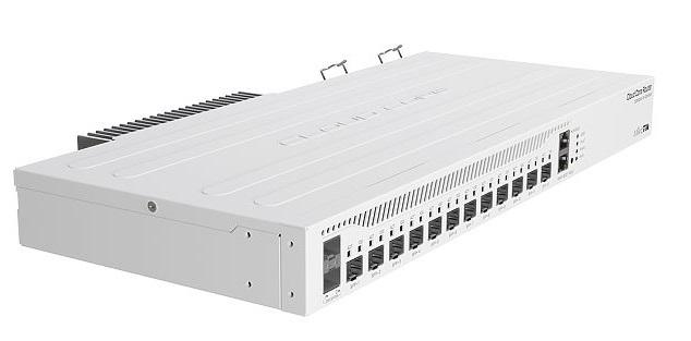 Маршрутизатор MikroTik Cloud Core Router 2004-1G-12S+2XS with Annapurna Alpine AL32400 Cortex A57 CPU (4-cores, 1.7GHz per core), 4GB RAM, 1x Gigabit RJ45 port, 12x 10G SFP+ cages, 2 x 25G SFP28 cages, RouterOS L6,, CCR2004-1G-12S+2XS