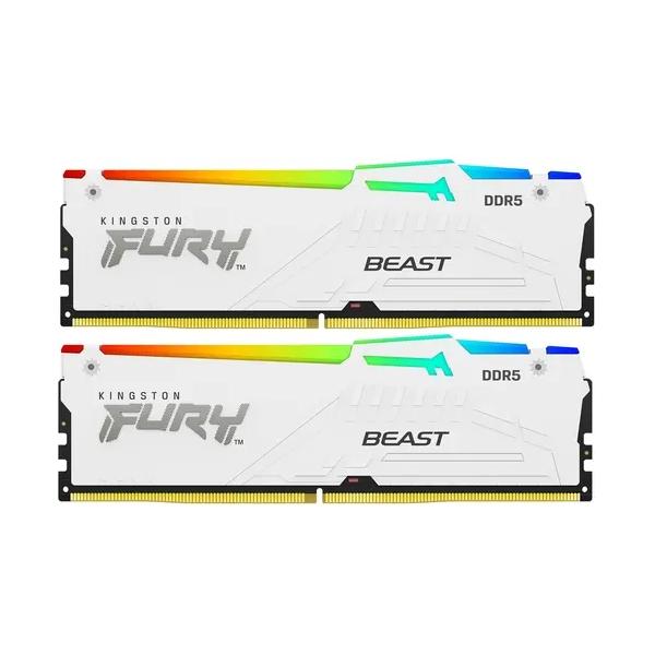 Память оперативная/ Kingston 32GB 6000MT/s DDR5 CL30 DIMM (Kit of 2) FURY Beast White RGB EXPO, KF560C30BWEAK2-32