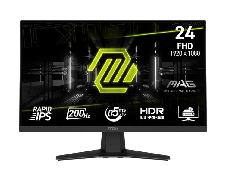 Монитор MSI MAG 244F 23,8" 16:9 FHD(1920x1080) Rapid IPS Flat,0,5ms(GTG),1000:1,100M:1,300nits,178/178,1xHDMI 2.0,1xDP 1.2, Tilt,VESA,200HZ,Black,1y war-ty, 9S6-3BC41H-011