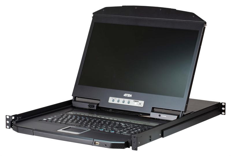КВМ консоль ATEN 18.5" 16-Port PS/2-USB VGA Single Rail WideScreen LCD KVM Switch, CL3116NX-ATA-RG