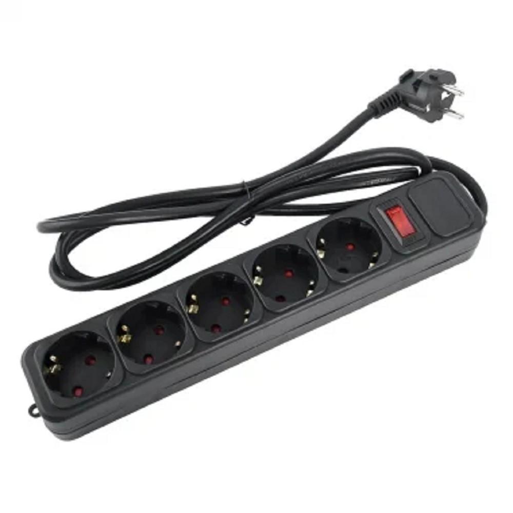Perfeo сетевой фильтр "REAL  POWER", 3,0м, 5 розеток, 16А, 3500 Вт, тройная защита, черный. [PF_E1501]