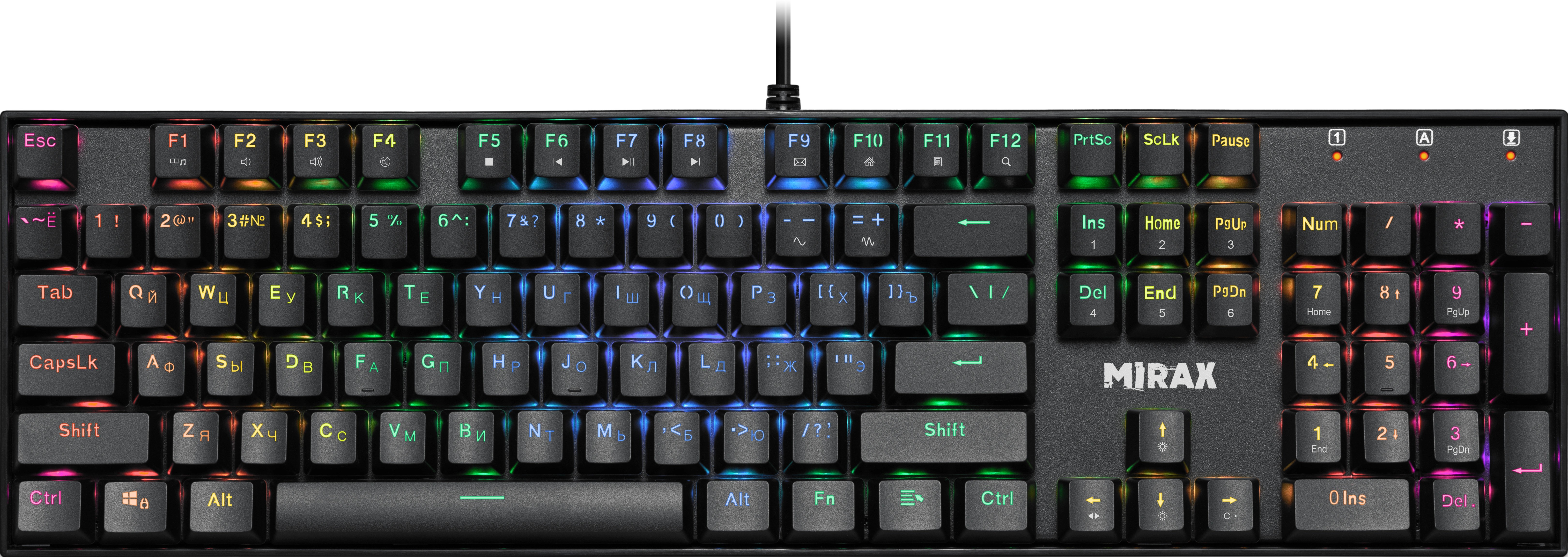 Defender Механическая клавиатура Mirax GK-352 RU,RGB,черн,син.свитчи,104кн, 45352