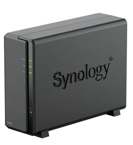 Synology DS124 Сетевое хранилище 1x 2.5" / 3.5", горячая замена, RAID modes: keine, 1x GB-LAN, Веб-сервер, 2x USB3.0, процессор: Quad Core 1.40 GHz, 1 GB ОЗУ вилка UK/HK 3-pin