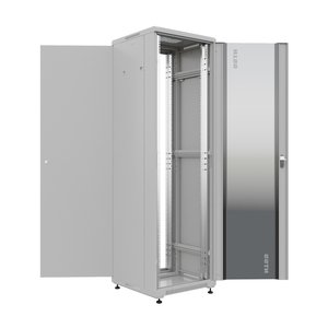 NTSS Шкаф напольный универсальный серверный NTSS R 18U 600х600мм, 4 профиля 19, двери стекло и сплошная металл, боковые стенки съемные, регулируемые опоры, разобранный, серый RAL 7035 NTSS-R18U6060GS