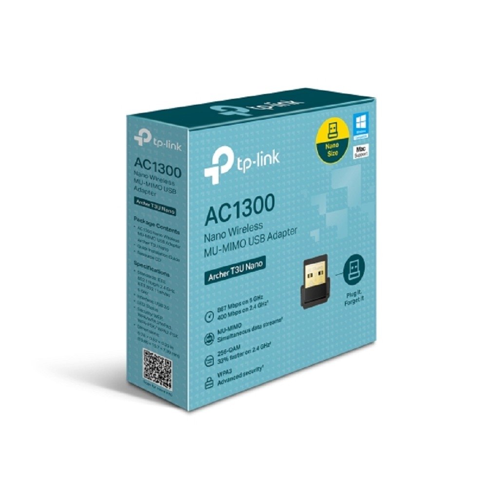TP-Link Archer T3U Nano AC1300 Ультракомпактный Wi-Fi USB-адаптер с поддержкой MU-MIMO
