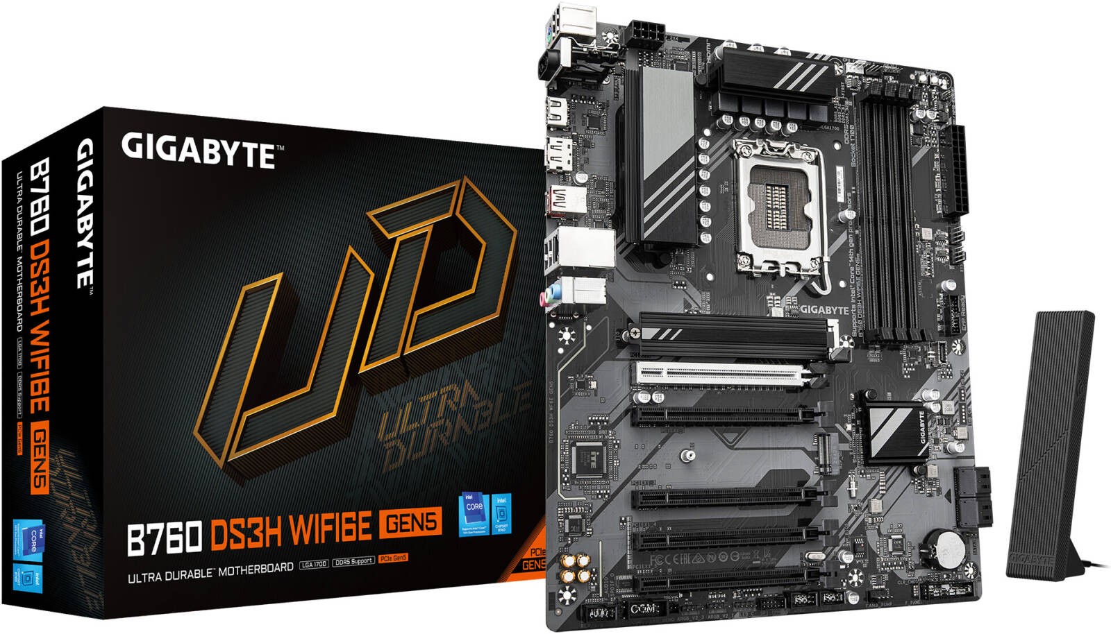 Материнская плата/ MB GIGABYTE INTEL B760 s1700, 4xDDR5(192GB), HDMI 2.0/DP, 1xPCIe 4.0x16, 4xPCIe 3.0x16, 1xLAN, 4xSATA 6Gb/s, 2xM.2, 1xUSB-C, 1xUSB 3.2, 4xUSB 2.0, 1xPS/2, ATX, B760 DS3H