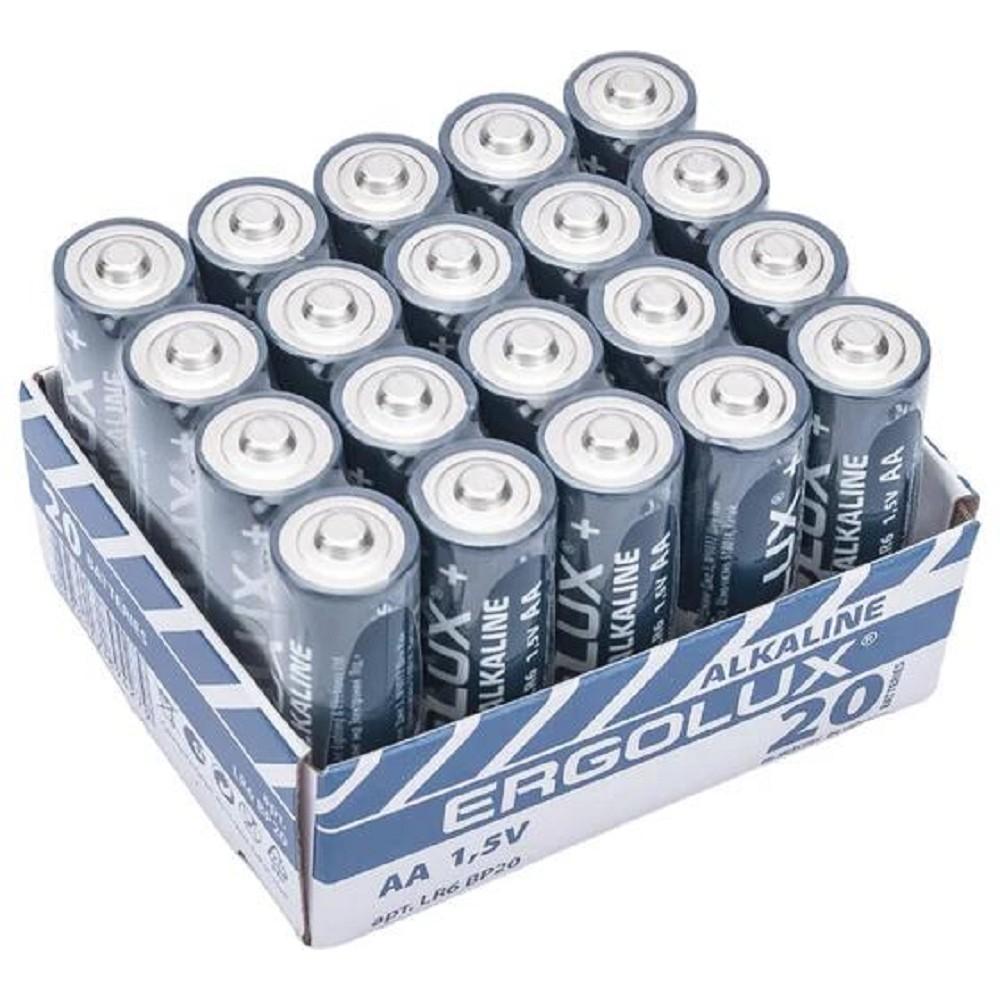 Ergolux Alkaline LR6 BP-20 (ПРОМО, LR6 BP20PR, пальчиковая батарейка 1.5В) (20 шт. в уп-ке), 15980