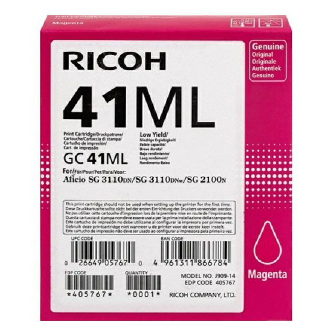 Картридж для гелевого принтера GC41ML пурпурный для Ricoh Aficio SG2100N/3110DN/DNw (600стр) 405767