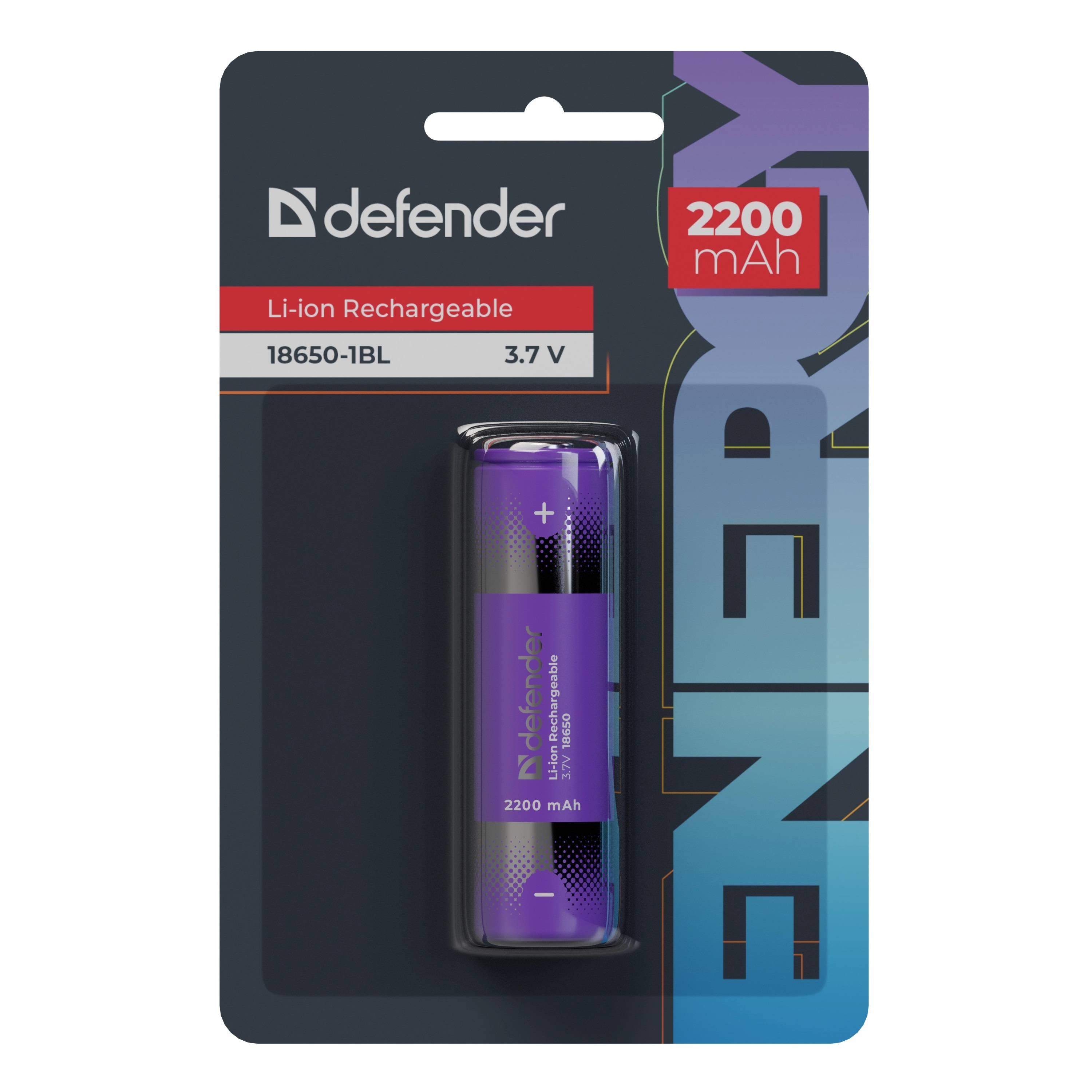 Defender Аккумуляторная батарея 18650-1BL 2200 mAh Li-ion, блистер, 1 шт., 56701