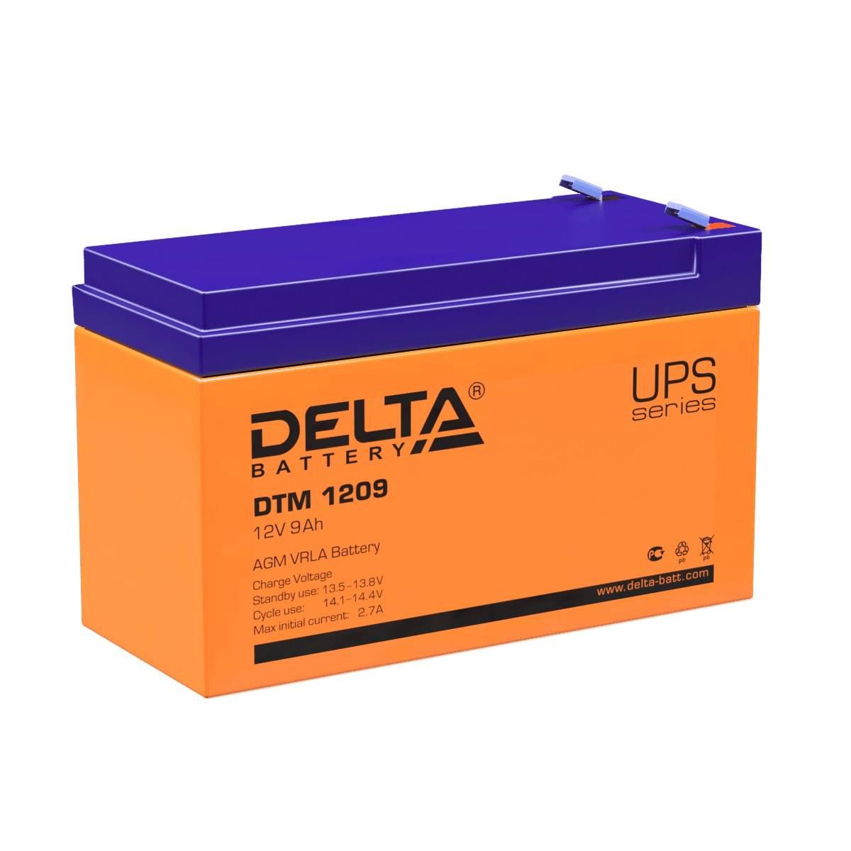 Аккумуляторная батарея Delta DTM 1209 12В/9Ач, клемма F2 (151х65х94мм (100мм); 2,65кг; Срок службы 6лет; Гарантия 1г), 4614010050010