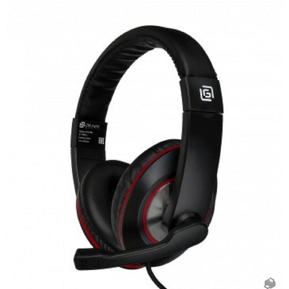 Oklick HS-L390G DRAGON черный/красный 1.8м мониторные оголовье (1100413)