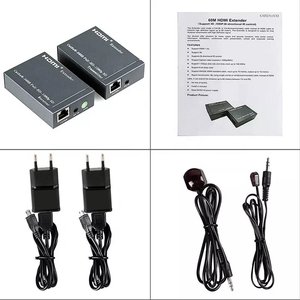 ORIENT VE045IR, HDMI extender (Tx+Rx), активный удлинитель до 60 м по витой паре Cat5e/6, HDMI 1.4а, 1080p@60Hz/3D, HDCP, доп. вых. HDMI, передача ИК сиг. упр.( IR-TX/Rx в компл), БП 5В/1А (31323) 