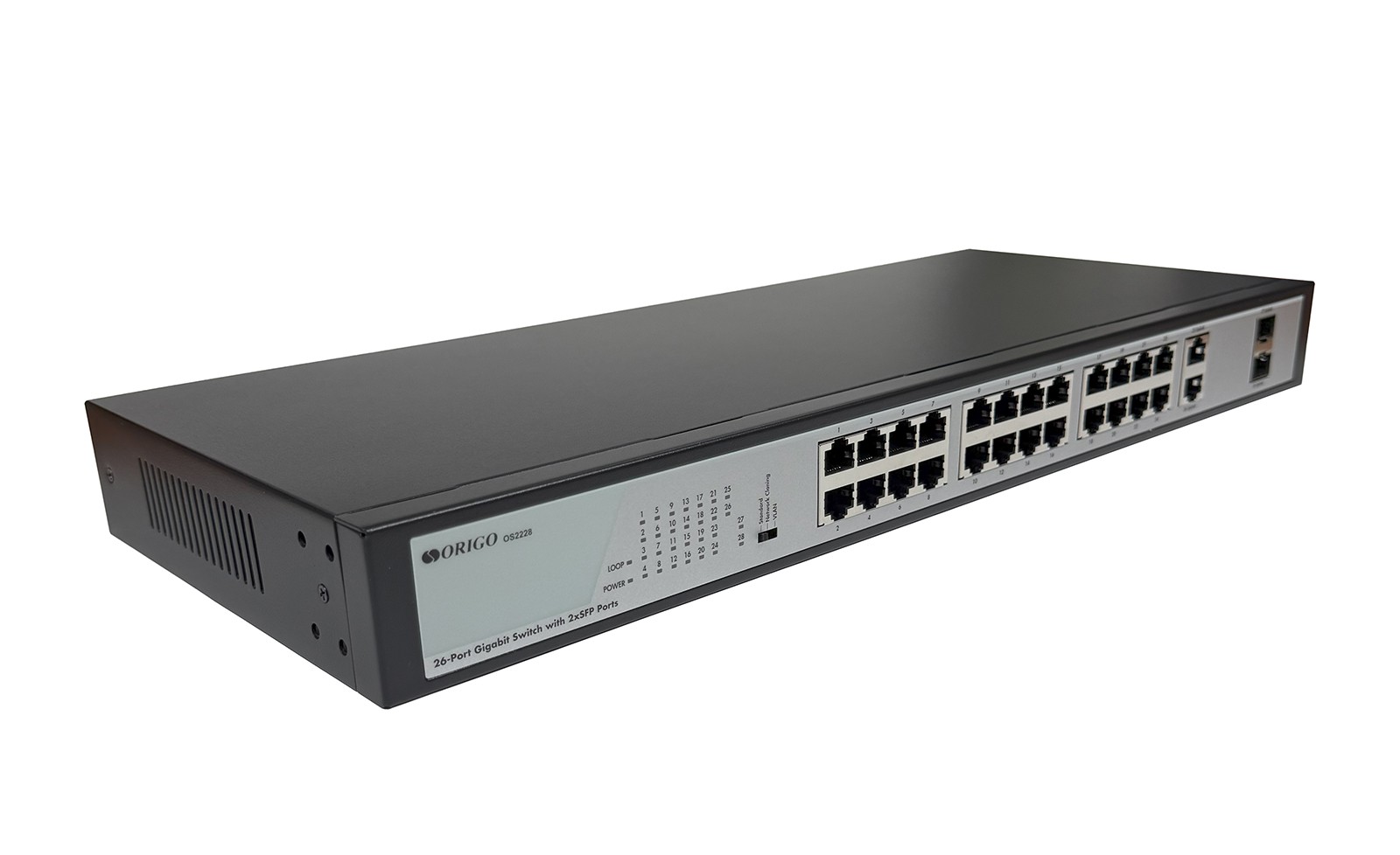 Коммутатор/ Неуправляемый коммутатор, 26x1000Base-T, 2x1000Base-X SFP, комплект для установки в 19" стойку, OS2228/A1A