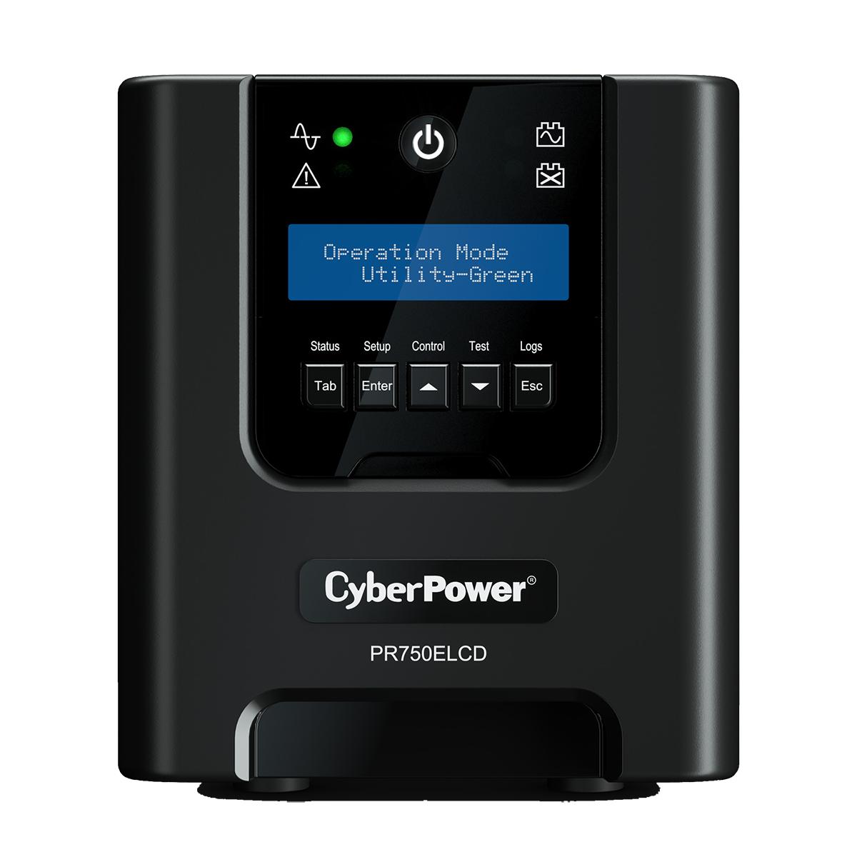 ИБП CyberPower PR750ELCD, Line-Interactive, 750VA/675W, 6 IEC-320 С13 розеток, USB&Serial, SNMPslot, LCD дисплей, Black, 0.48х0.27х0.28м., 13.5кг./ UPS Line-Interactive CyberPower  PR750ELCD 750VA/675W USB/RS-232/EPO/SNMPslot (6 IEC С13)