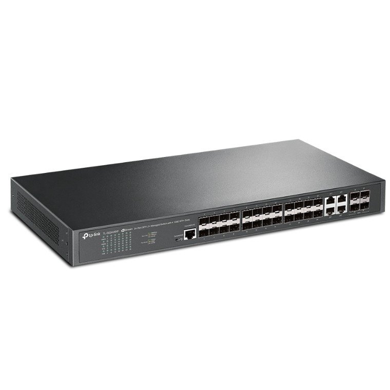 TP-Link SG3428XF Управляемый коммутатор JetStream уровня 2+ с 20 гигабитными портами SFP, 4 портами SFP+ и 4 комбинированными портами SFP/RJ45