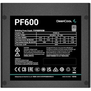 Блок питания Deepcool ATX 600W PF600 / V2 80 PLUS  (20+4pin) APFC 120mm fan 6xSATA RTL, R-PF600D-HA0B-EU