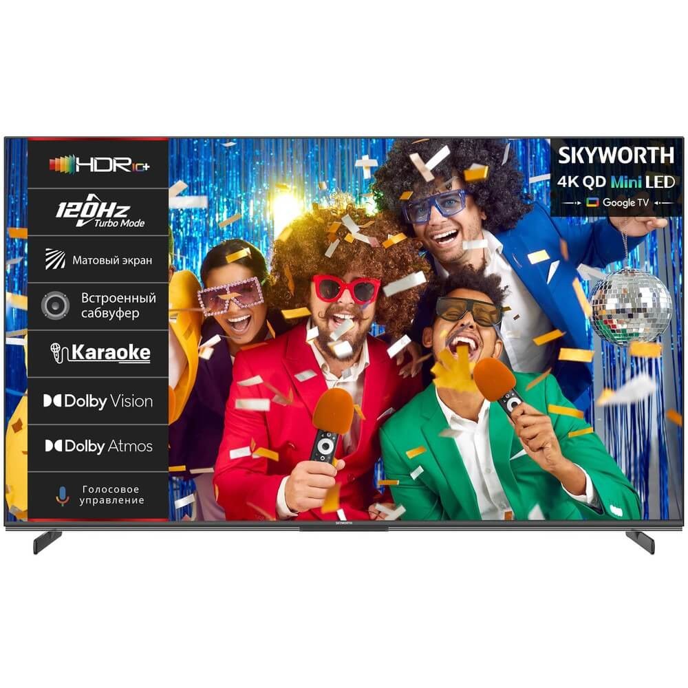 55", Ultra HD, Mini LED, Matte Screen, 400Nit, Local Dimming Zone 112, Google TV, DVB-T2/C/S2, 2.1.2ch Sound (30W + 20W SUB) Dolby Atmos, 180° звуковое поле, 120Hz, Freesync Premium (AMD), Karaoke Mode, 3 HDMI, 2 USB, Digital Audio Output, LAN, Composite output, Выход для наушников, 2 Pole, 2025, 55X85G