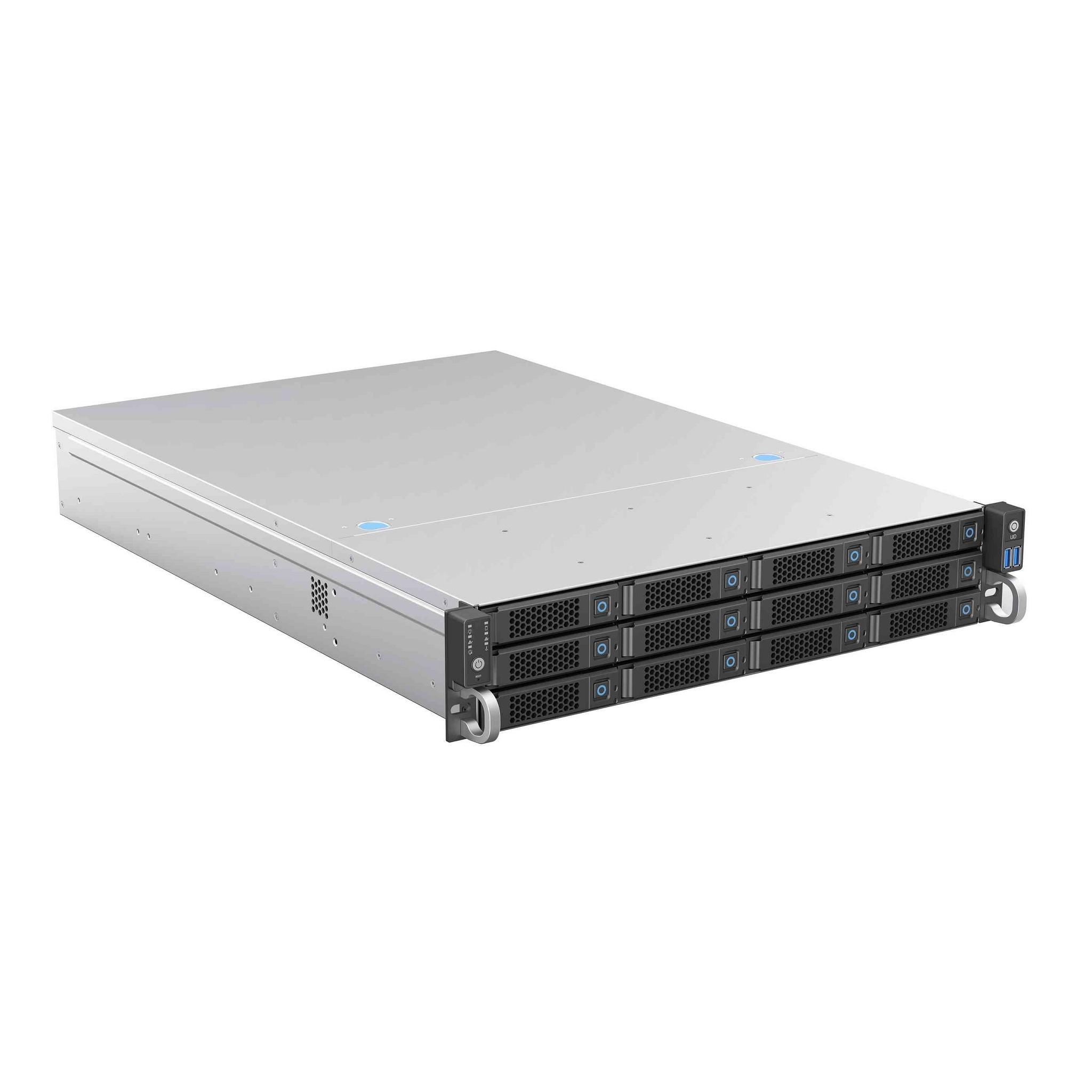 Procase BS212-SATA3-B-0 Корпус 2U Rack server case 12 SATA III / SAS 6Gbit hotswap HDD 3*MiniSAS(8087), черный, без блока питания, глубина 650мм, MB 12"x13"