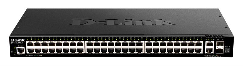 коммутатор D-Link PROJ Управляемый L3 стекируемый коммутатор, 48x1000Base-T, 2x10GBase-T, 2x10GBase-X SFP+, CLI, порт управления 1000Base-T, консольный порт RJ-45, DGS-1520-52/A1A