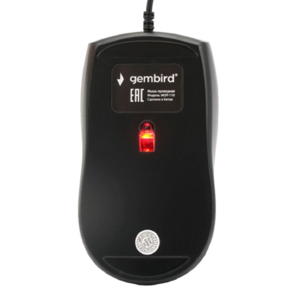 Gembird MOP-110 Black {Мышь, USB, черный, 3 кнопки,  1000 DPI, кабель 1.8м}