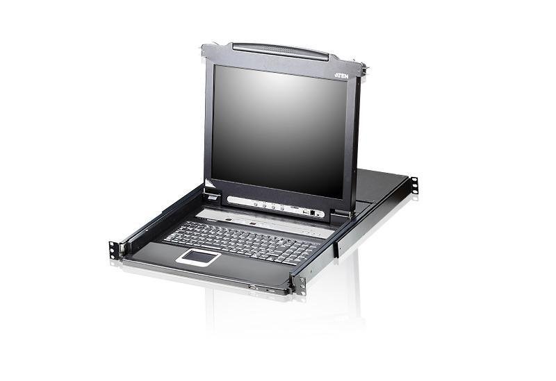 8-портовый KVM-переключатель с ЖК-дисплеем Slideaway/ATEN/ SINGLE RAIL 8P PS/2-USB LCDKVMP 17INCH, CL5708MR