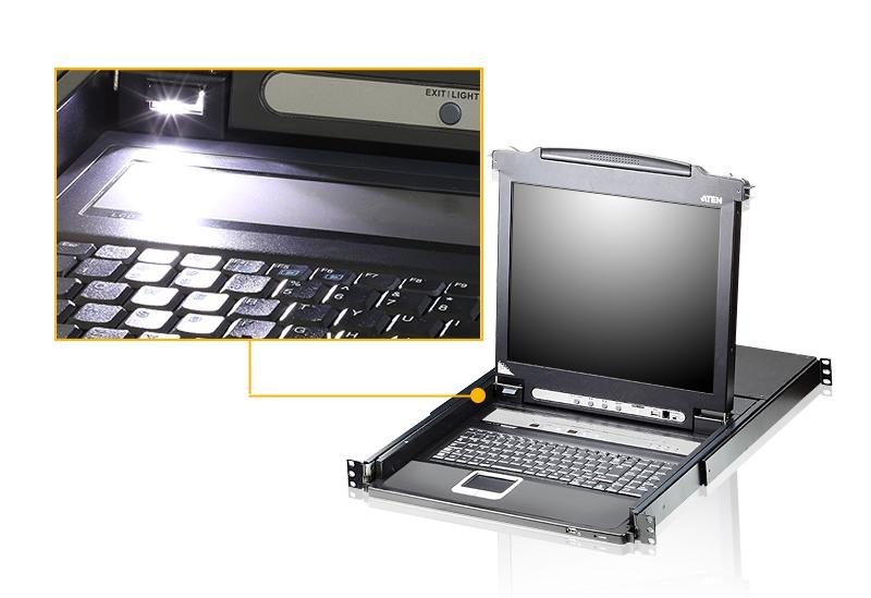 8-портовый KVM-переключатель с ЖК-дисплеем Slideaway/ATEN/ SINGLE RAIL 8P PS/2-USB LCDKVMP 17INCH, CL5708MR
