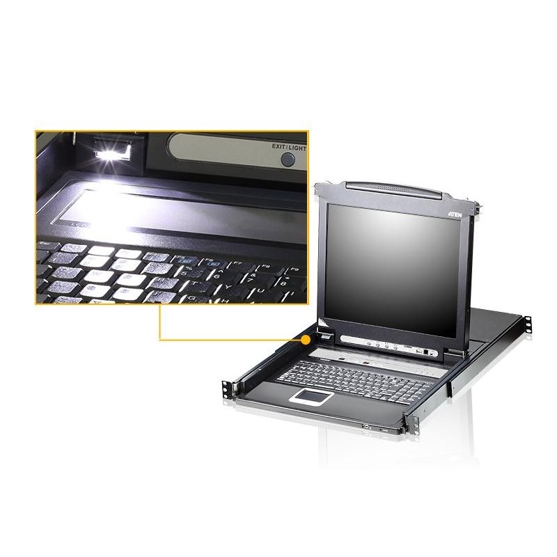 8-портовый KVM-переключатель с ЖК-дисплеем Slideaway/ATEN/ SINGLE RAIL 8P PS/2-USB LCDKVMP 17INCH, CL5708MR