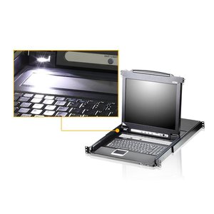 8-портовый KVM-переключатель с ЖК-дисплеем Slideaway/ATEN/ SINGLE RAIL 8P PS/2-USB LCDKVMP 17INCH, CL5708MR