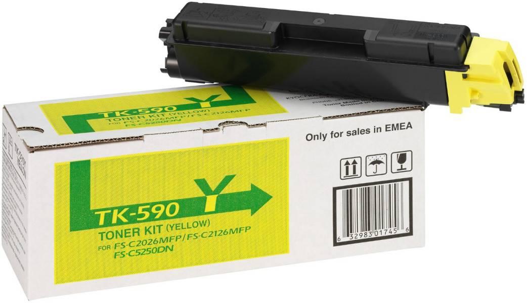 Тонер-картридж TK-590Y 5 000 стр. Yellow для FS-C2026MFP/C2126MFP/C2526MFP/C2626MFP/C5250DN, P6026CDN/P6526CDN, 1T02KVANL0