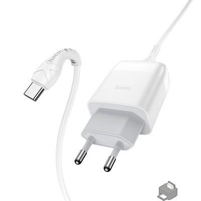 HOCO HC-32552 C72Q/ Сетевое ЗУ + Кабель Type-C 1m/ QC 3.0/ 1 USB/ Выход: 5V_9V_12V, 18W/ White